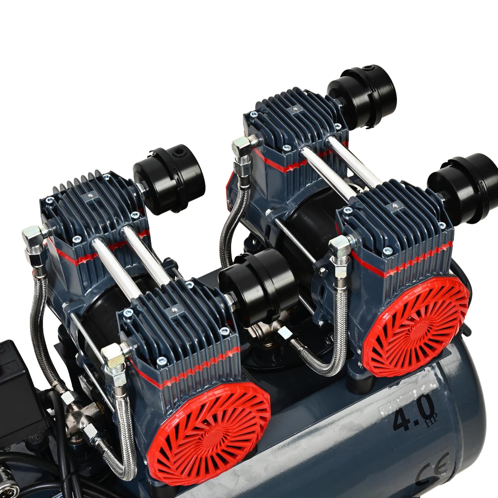 HYCO 4HP 50L Double Motor Oil Free Silent Air Compressor High Speed With Rapid Fill Technology 100% Copper Winding - Image 2 thumbnail