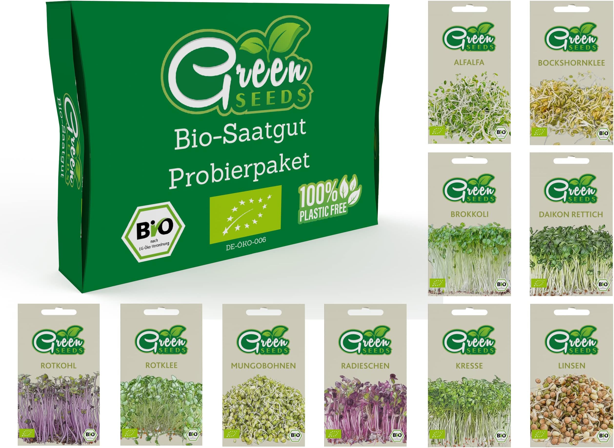 Green SEEDS BIO Keimsorten Probierset Sprossen Samen & Microgreens
