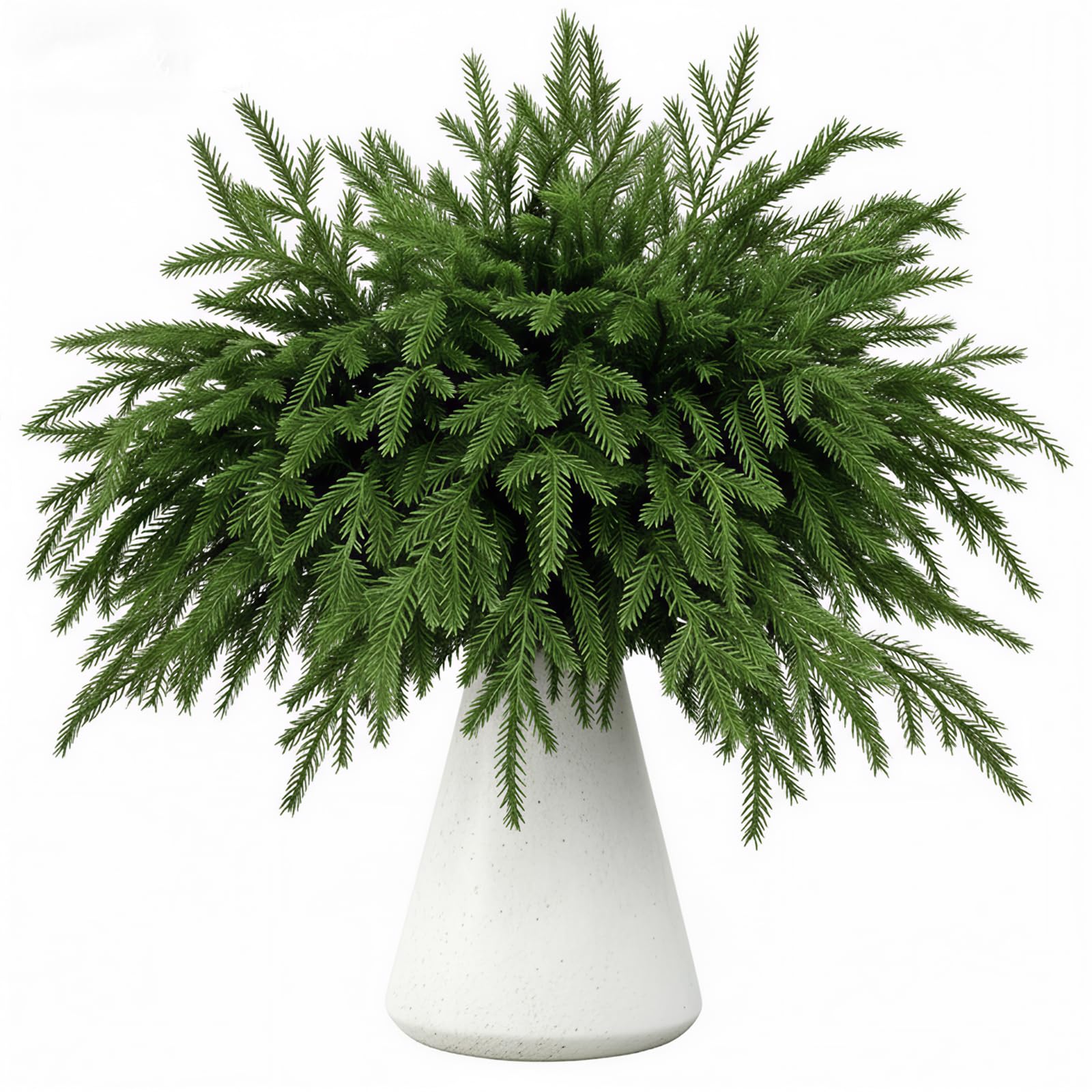 Kukkume Green 36 Pcs Christmas Norfolk Pine Branches 14" Artificial Norfolk Pine Stems Faux Christmas Ery Fake Xmas Foliage For Vase Fillers Garland Wreath Diy And Home Decor