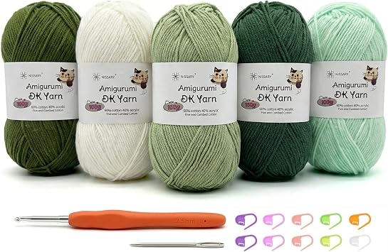 Yarn for Crochet 5 100g, 60% Cotton 40% Acrylic DK Wool