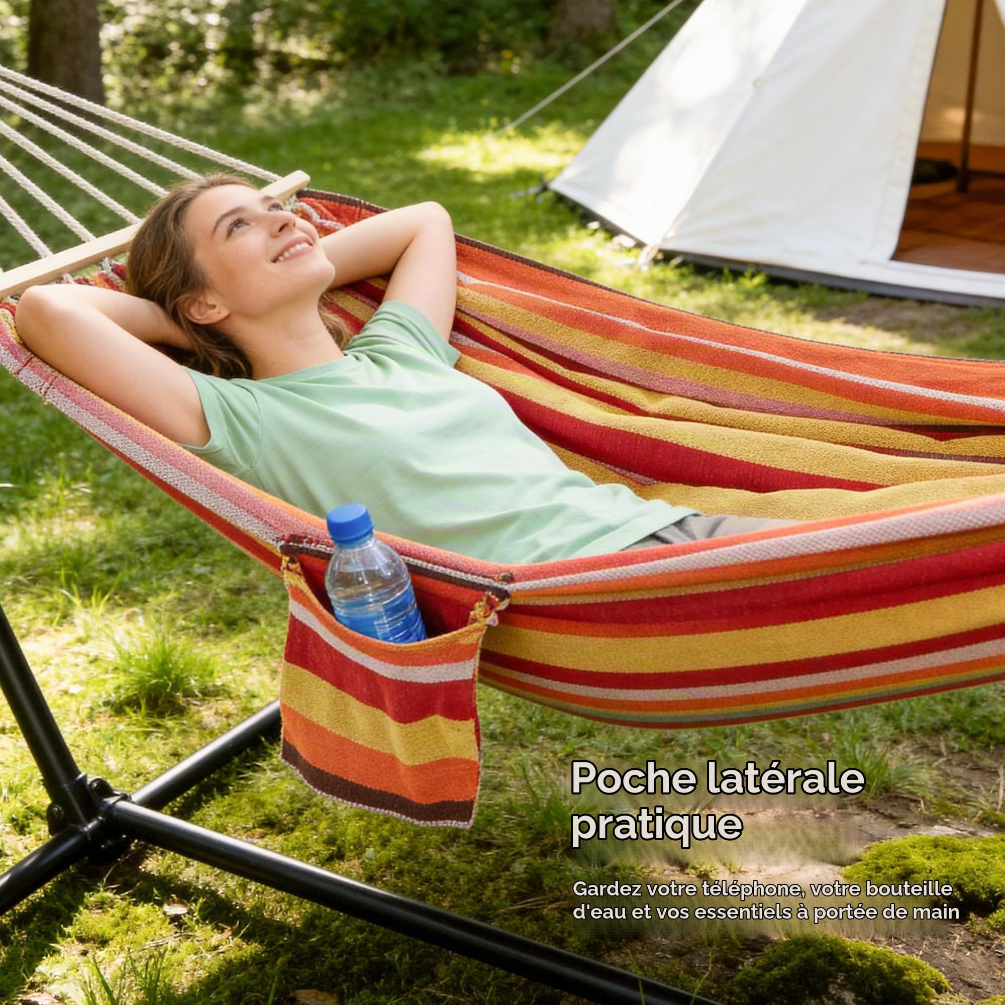 Mondeer Hamac avec Support pour 1-2 Personnes sur Pied Portable (Rouge)