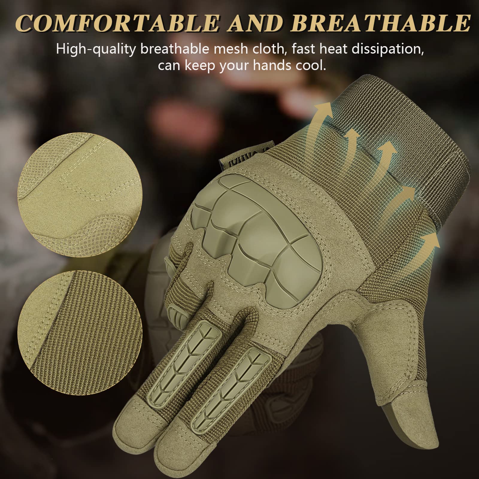 SKYSPER Gants De Moto Écran Tactile Plein-Doigt Gant Moto Homologué CE Femme Et Homme Gants Tactiques De Sport En Plein Air Gants Pour Motocross Combat Escalade Camping Chasse Vélo 1 Vert, L