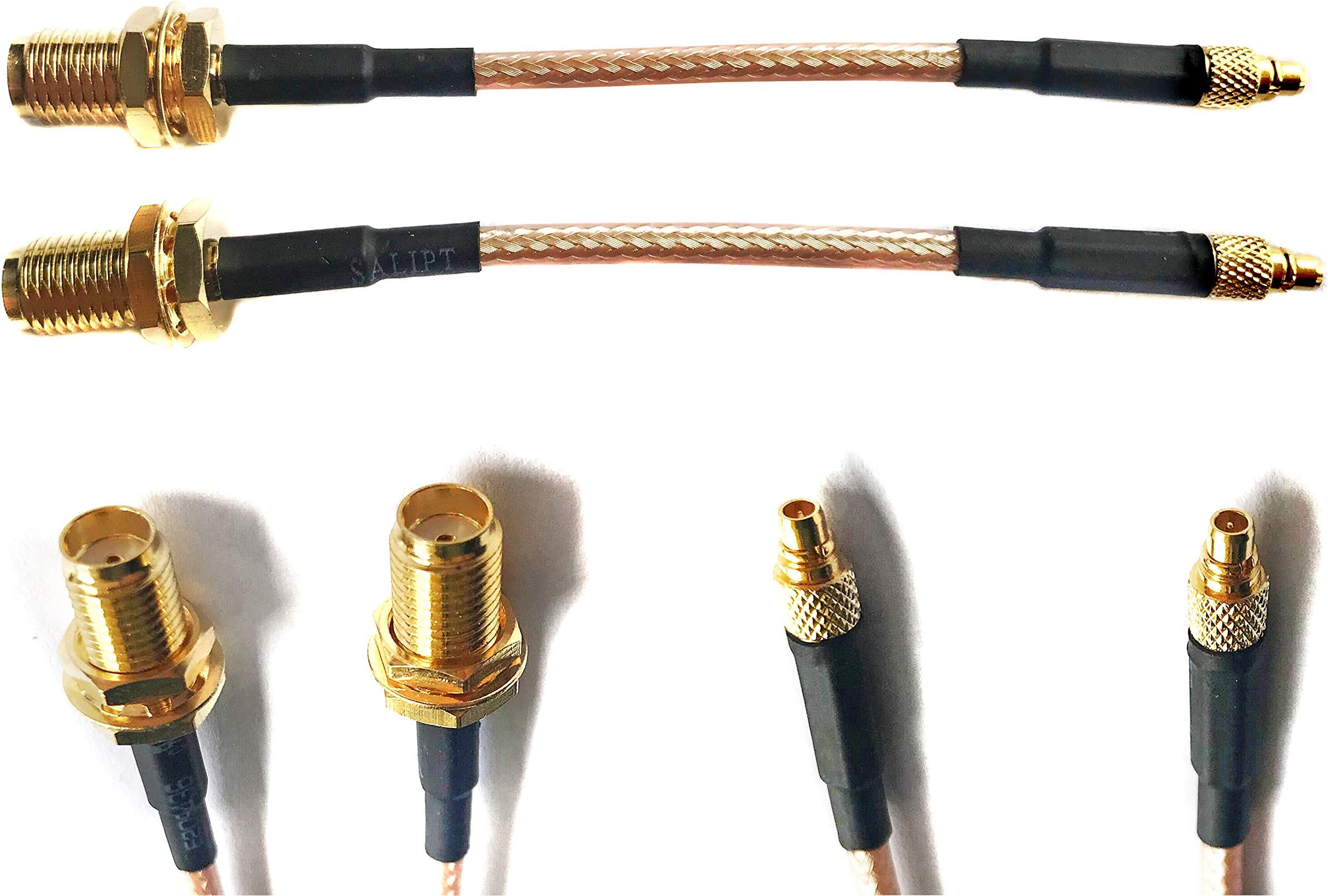 Pack of 2 RF RG316 Pigtail SMA Female Antenna Connector to Straight MMCX Male no Angle Coaxial Cable Adapter (4 inches (10 cm))