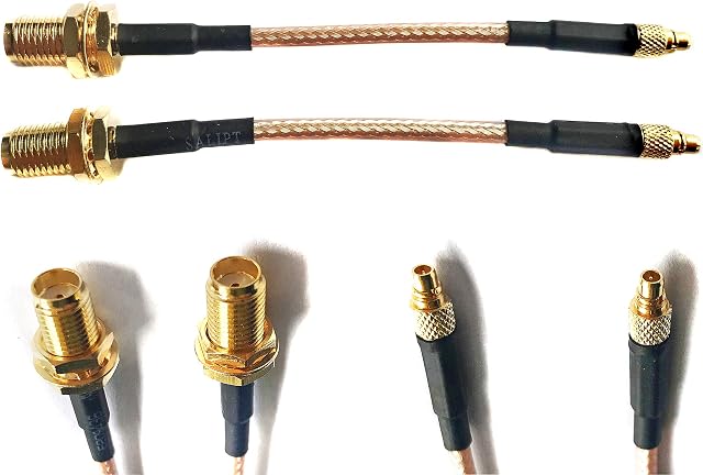 Pack of 2 RF RG316 Pigtail SMA Female Antenna Connector to Straight MMCX Male no Angle Coaxial Cable Adapter (4 inches (10 cm))