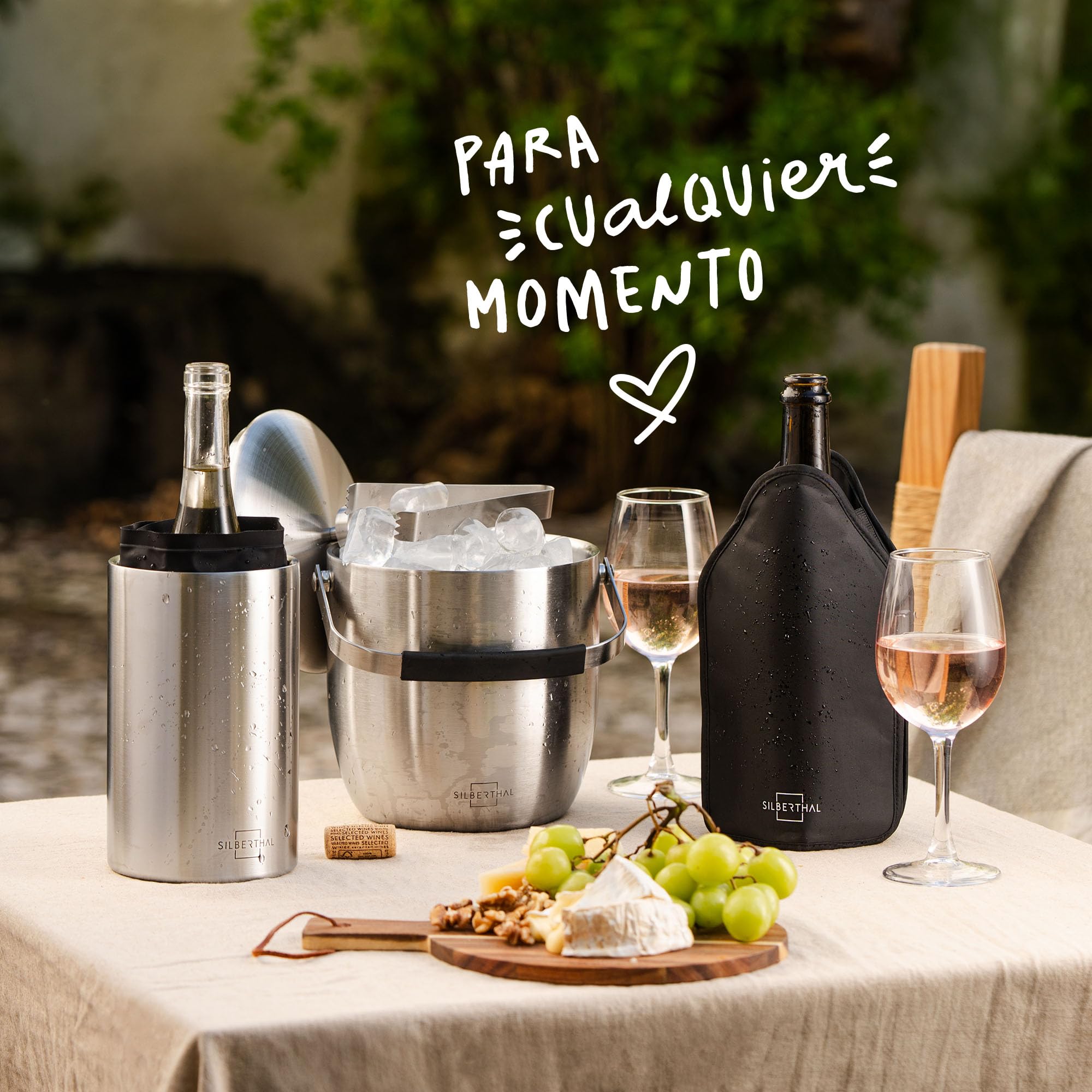 SILBERTHAL Enfriador de botellas de vino - Acero inoxidable - Cubiteras para botellas - Wine cooler