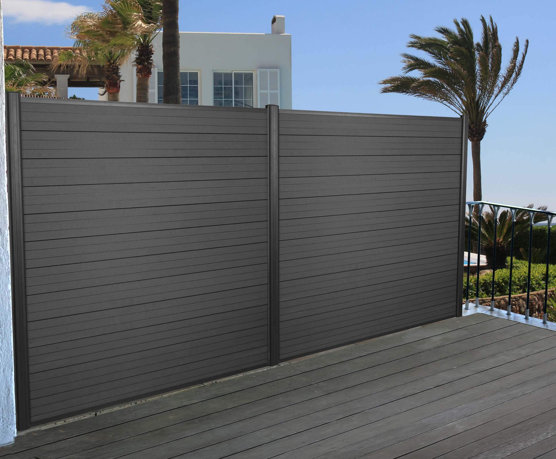 Mendler Aluminiowe słupki Sarthe-WPC ogrodzenie, słupek słupkowy, system wtykowy - 240 cm, antracyt