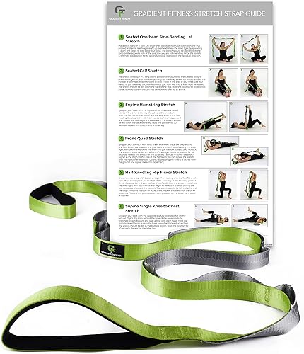 Gradient Fitness Stretching Strap for Physical Therapy, 12 Multi-Loop Stretch Strap 1" W x 8' L, Neoprene Handles, Physical Therapy Equipment, Yoga