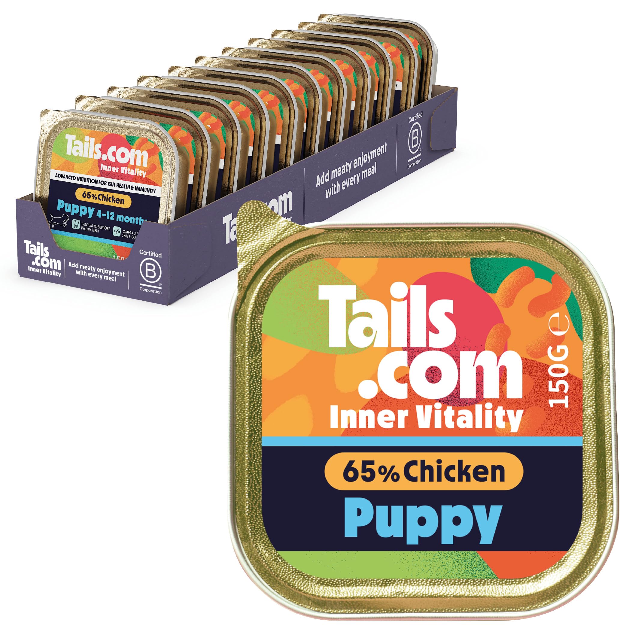 Tails.com • Wet Dog Food 11 x 150g • Chicken • Puppy 8 weeks - 18 months • Hypoallergenic Recipe • Made with natural ingredients • Contains Paraprobiotics to Support Gut Health — image 1