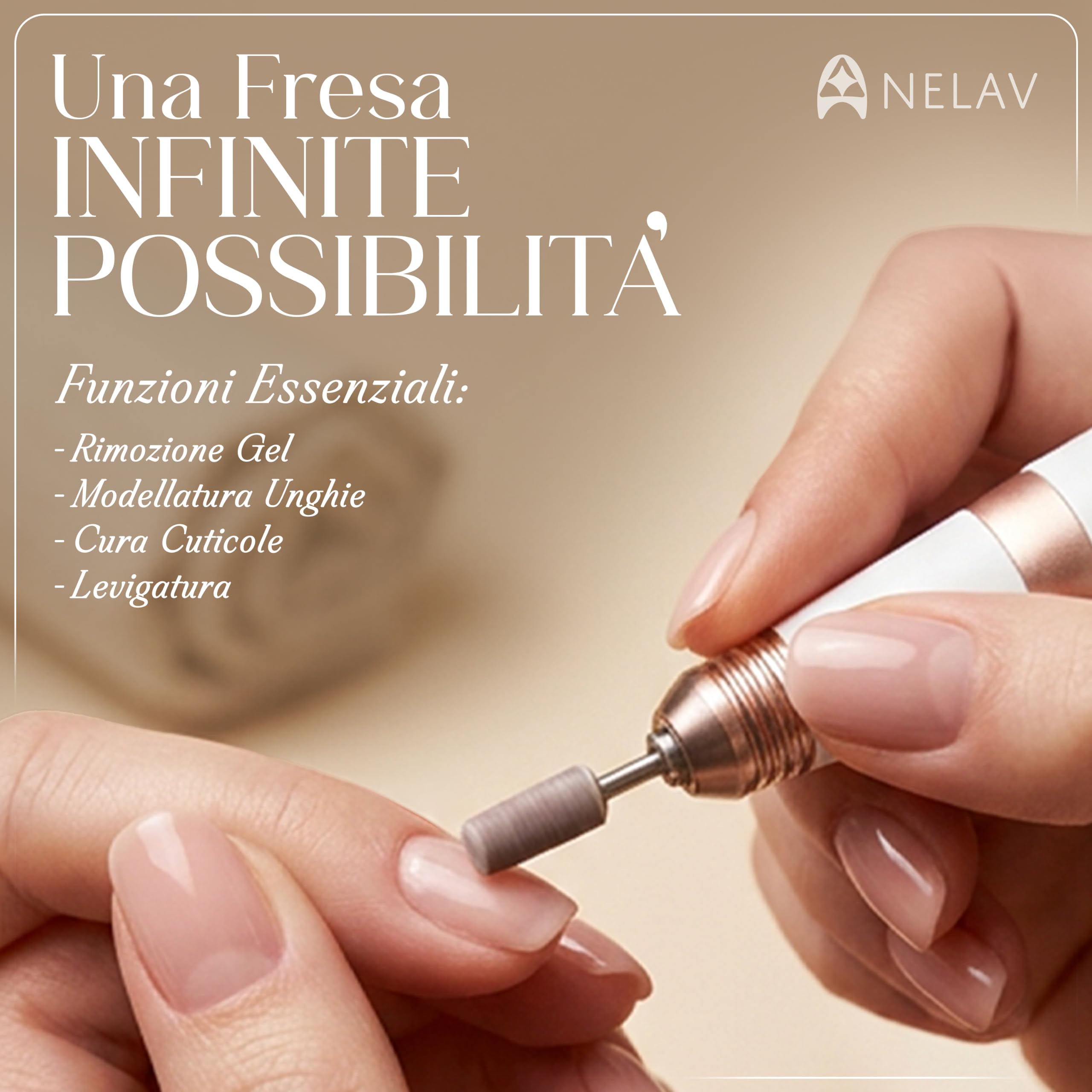 Fresa per Unghie Professionale Ricaricabile USB con 6 Testine Incluse