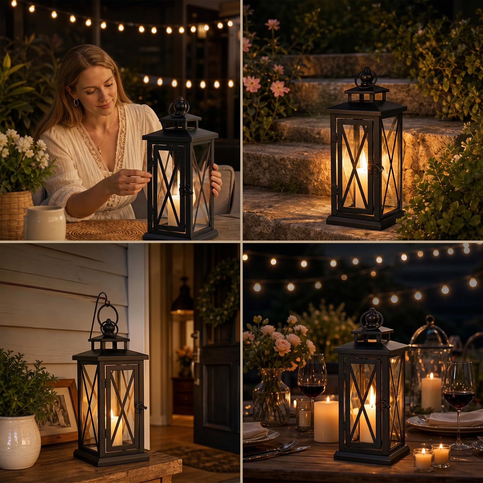 Laternen für draußen Grablaterne Friedhof Wetterfest, 40 cm Laterne Outdoor Windlicht, Große Laternen Metall Kerzen deko Grabschmuck Grabdekoration, Tischdeko Outdoor Grablicht windlicht