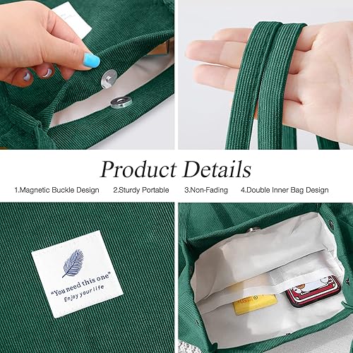 Vista 164 de Tote - Bolsa de hombro reutilizable de pana de gran capacidad con bolsillos interiores para mujeres y niñas Rayas