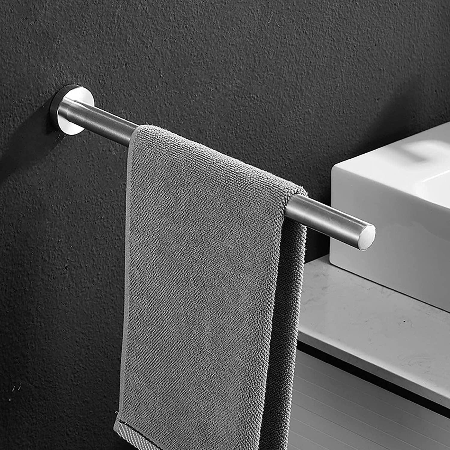 Portasciugamani in Acciaio Inox, per Bagno, Cucina, Vasca da Bagno, Supporto da Parete, Porta Stracci (Asta Singola)