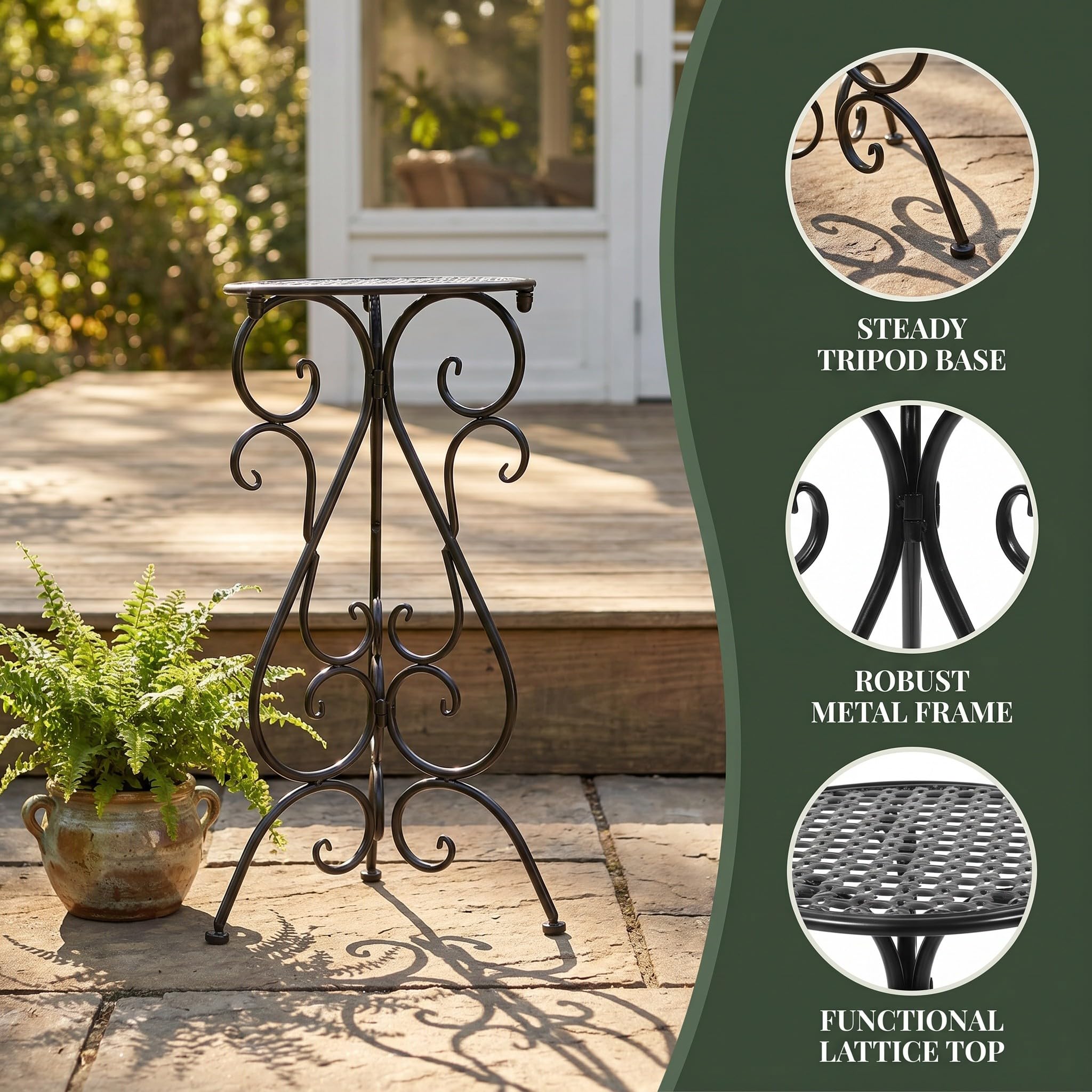Toddmomy Soporte para bebedero de pájaros para exteriores | Mesa de metal para bebedero de pájaros de 56 cm de altura | Soporte con 3 patas estables para maceta individual, ideal para patio,