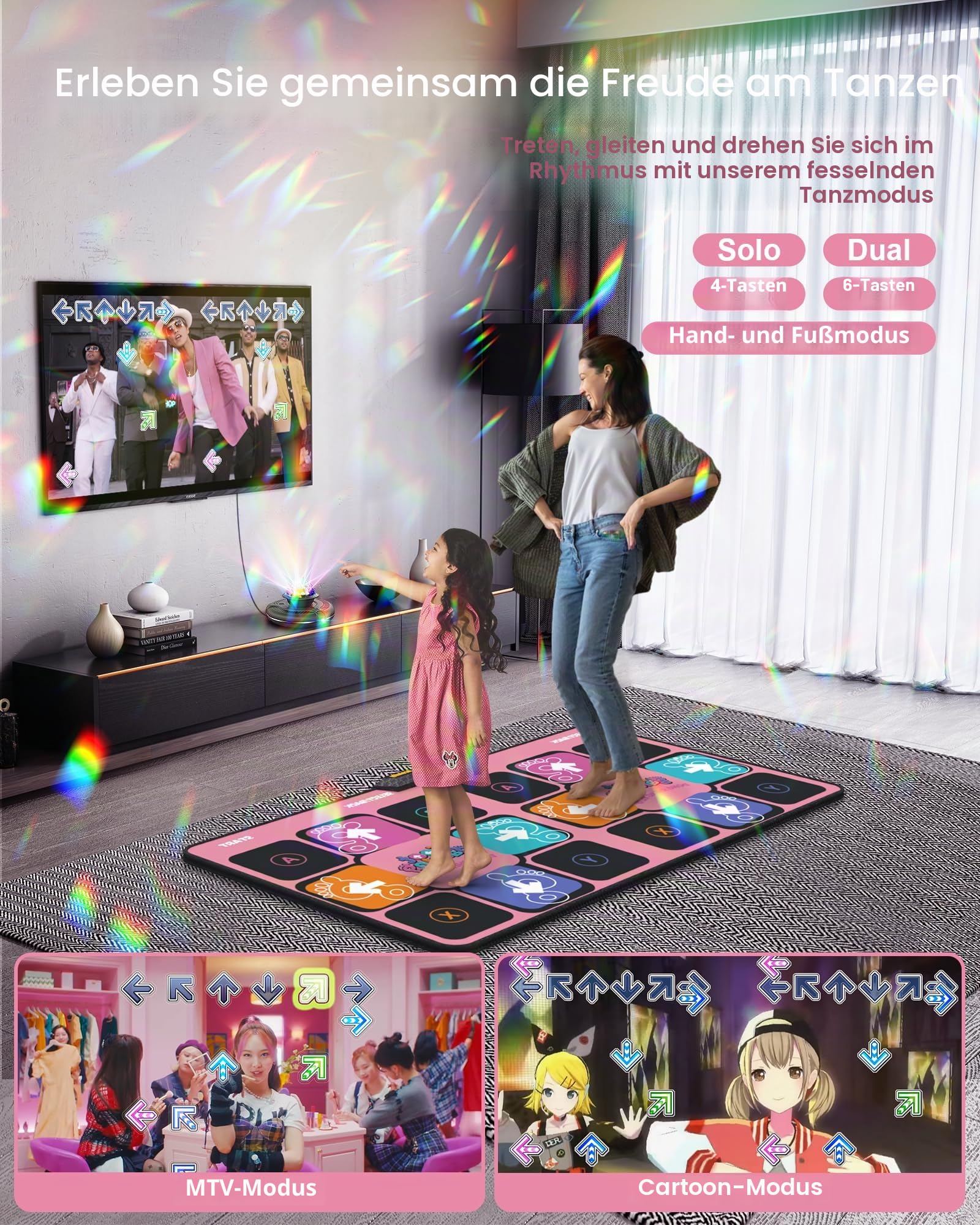 Tanzmatte Spielzeug für Mädchen - Elektronische Wireless Dance Pad für TV mit Kamera & Wireless Handle, Familie Party/Geburtstagsgeschenk für 4 5 6 7 8 9 10 11+ Jahr alte Kinder