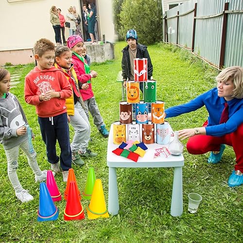 Miniatura 8 de Juego combinado de juegos de carnaval 4 en 1, juegos de lanzamiento de bolsas de frijoles de plástico suave, juego de lanzamiento de anillos,