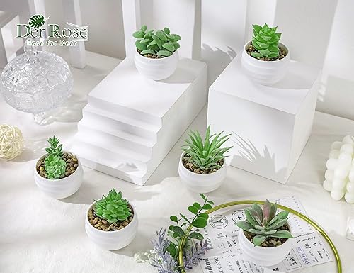 Miniatura 9 de Der Rose Paquete de 6 plantas falsas y 6 paquetes de plantas suculentas para dormitorio, sala de estar, oficina, estante de decoración de baño