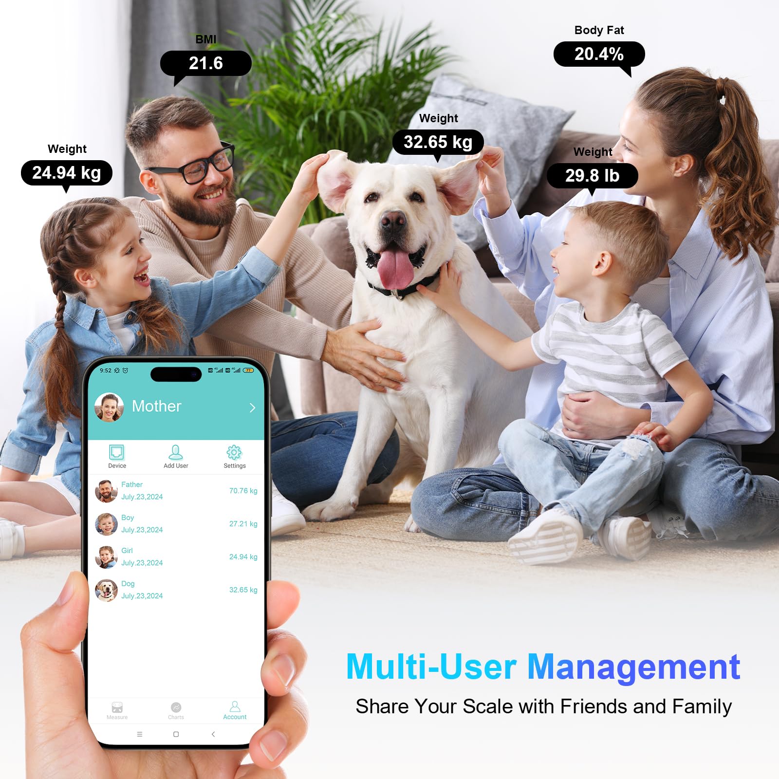 Bilancia pesata persona, Healthkeep Bilancia Impedenzimetro Bluetooth connessa ad alta precisione con App 13 indicatori per Andriod e iOS Max 180kg/400lb/28st, 28 x 28 cm, multicolore