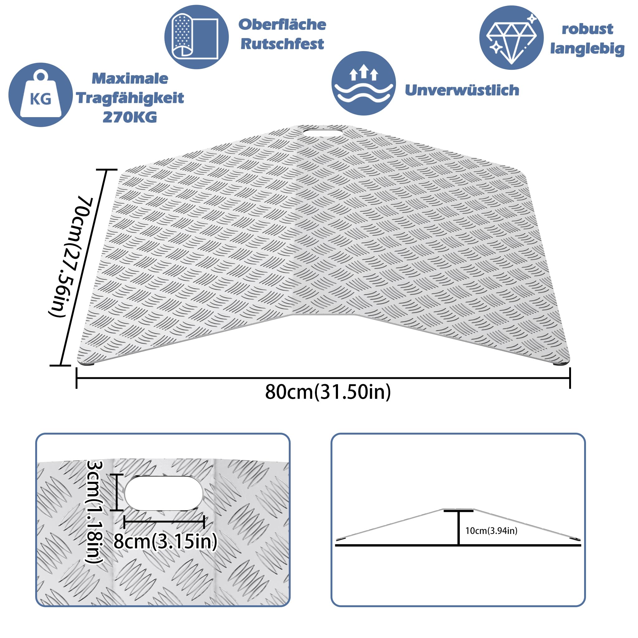 Aluminium-Schwellenrampe – 12,7 Cm Höhe, 317,5 Kg Tragkraft, Verstellbar Für Türen, Innen & Außen