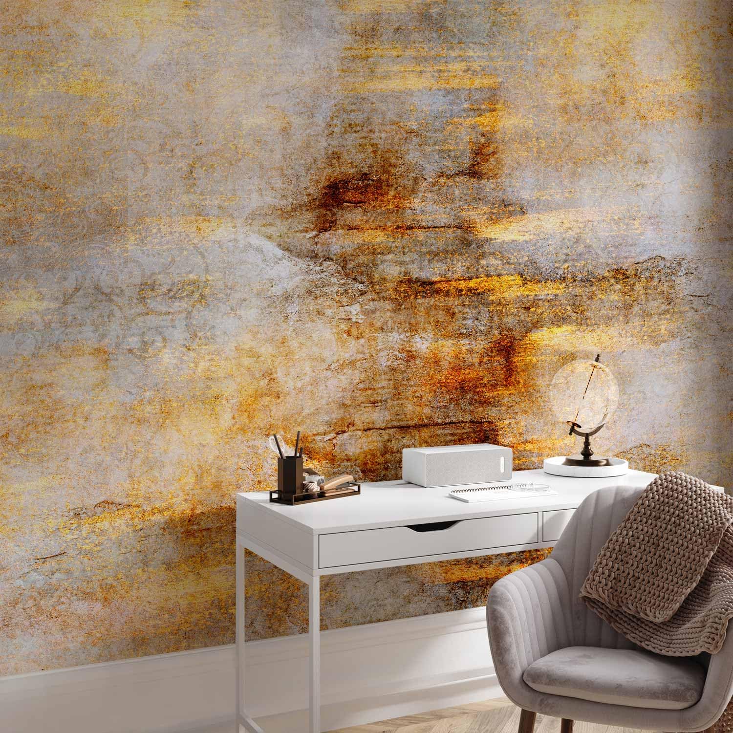 murando - PREMIUM Fototapete XXL Abstrakt 500x280cm - Foto Tapete Wohnzimmer Moderne Vliestapete XXL Wandtapete Motivtapeten Bildtapete 3d Effekt Wand Dekoration Flur Ornament Orient grau