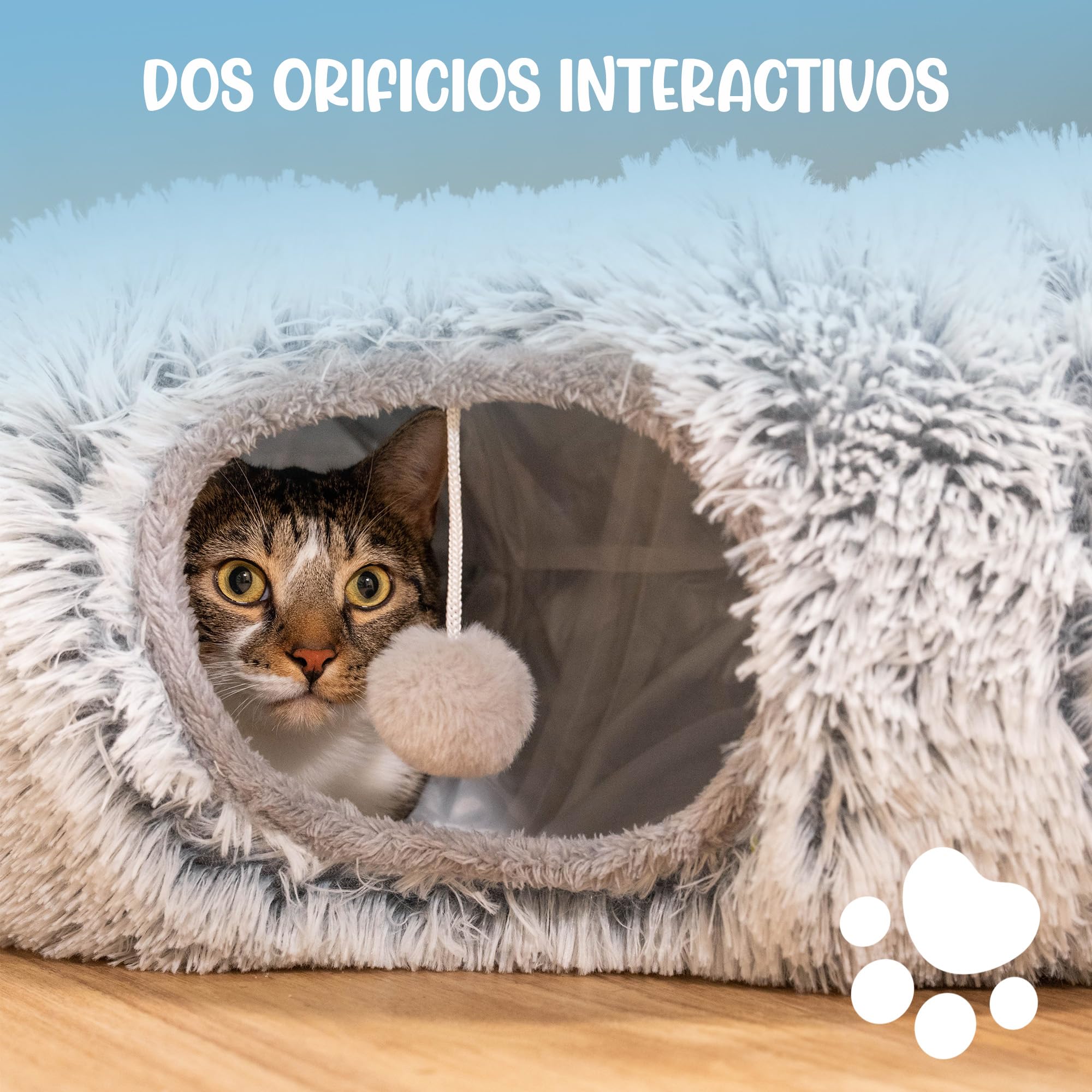 Cama Tunel para Gatos - Tunel para Gatos Plegable Que Incluye una Manta y una Bolsa para su Transporte - Cama Donut Gato Cómoda, Segura y Divertida - Cat Tunnel para Jugar y Descansar.