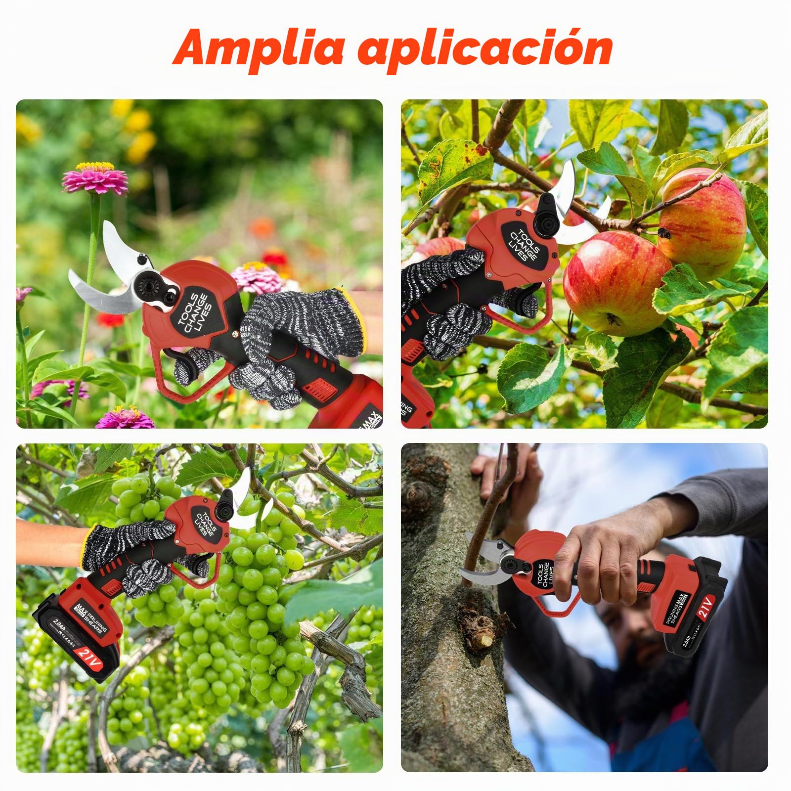 Tijeras de Podar Eléctricas - Tijeras de Podar y Tijeras Portátiles de Mano con Batería con 2 x Batería de 2.0Ah - Podadoras Inalámbricas Profesionales Diámetro de Corte Máx. 1.2 Pulgadas (30mm