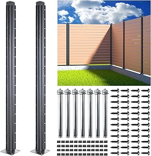 Q235A-Steel 5ft (H/58in) Heavy Duty Fence Post - Corner Post, Suitable for Outdoor Patio, Backyard and Garden Fence Post Bracket Construction (2pack-Matte Black)