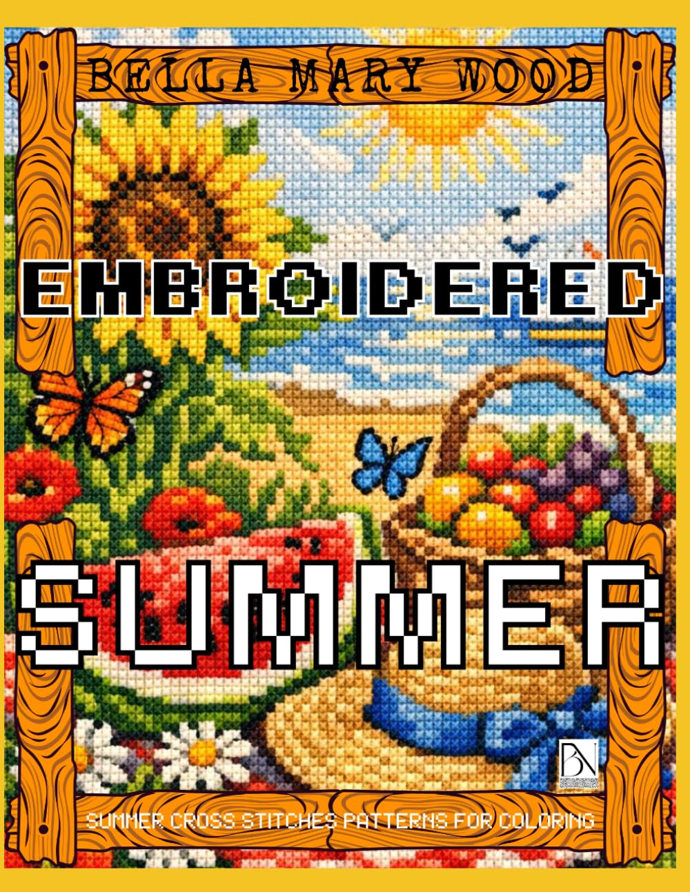 Embroidered Summer, or summer cross stitch patterns for coloring: embroidery coloring book