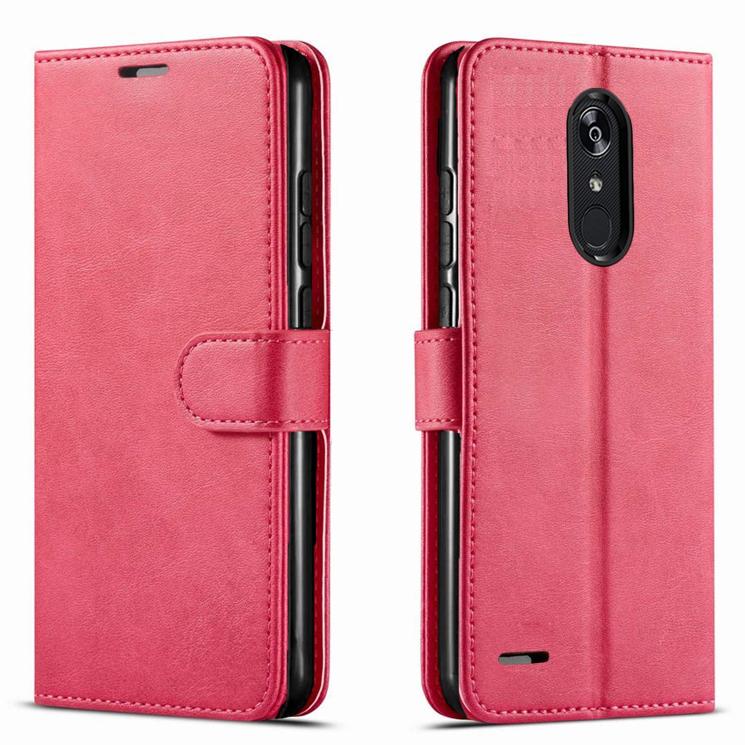 STARSHOP- LG Rebel 4 LTE Phone Case, LG Aristo 3 /Phoenix 4 /Tribute Empire Case, with [Tempered Glass Protector Included] Leather Wallet Cover with Pocket Credit Card Kickstand - Pink