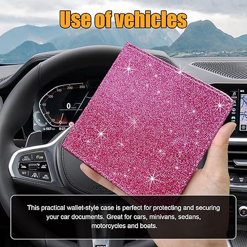 Miniatura 5 de Kewucn Soporte para registro y seguro de automóvil, organizador de cuero para guanteras con cierre magnético, estuche de accesorios para