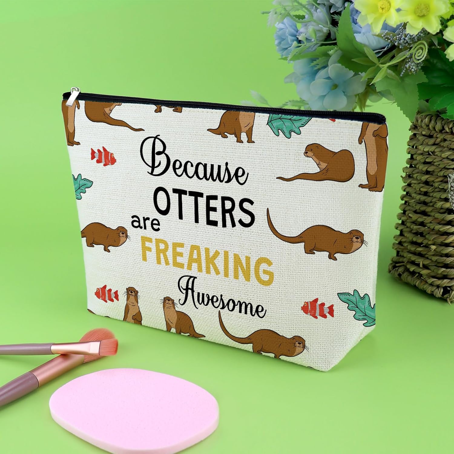 Otter Lover Makeup Bag Sea Otter Gifts for Women Inspirational Gifts for Best Friend Daughter Female Mom Animal Lover Cosmetic Bag Birthday Christmas Graduation Present Friendship Travel Pouch - Image 6