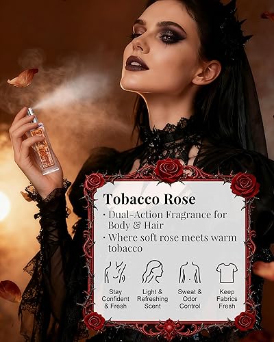 Miniatura 4 de EJW Tobacco Rose - Spray corporal para mujer, perfume floral cálido para el cabello y niebla corporal, fragancia de larga duración sin alcohol con