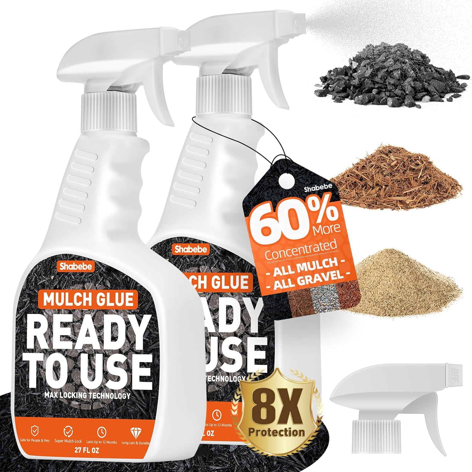 Mulch Glue with Sprayer -Ready to Use Binder for Landscaping, Fast-Dry No Dilution Landscape Glue Spray for Rocks, Binder, Mulch Lock and Pea Gravel Stabilizer 54OZ