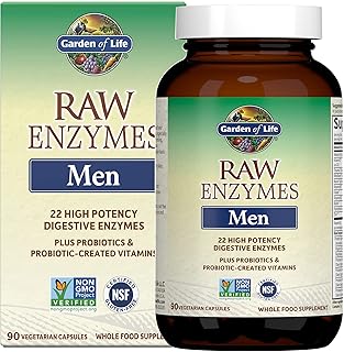 Garden of Life 22 Digestive Enzymes for Men with Bromelain, Papain & Lactase Plus Probiotics & Whole Food Vitamins B12, Bi...