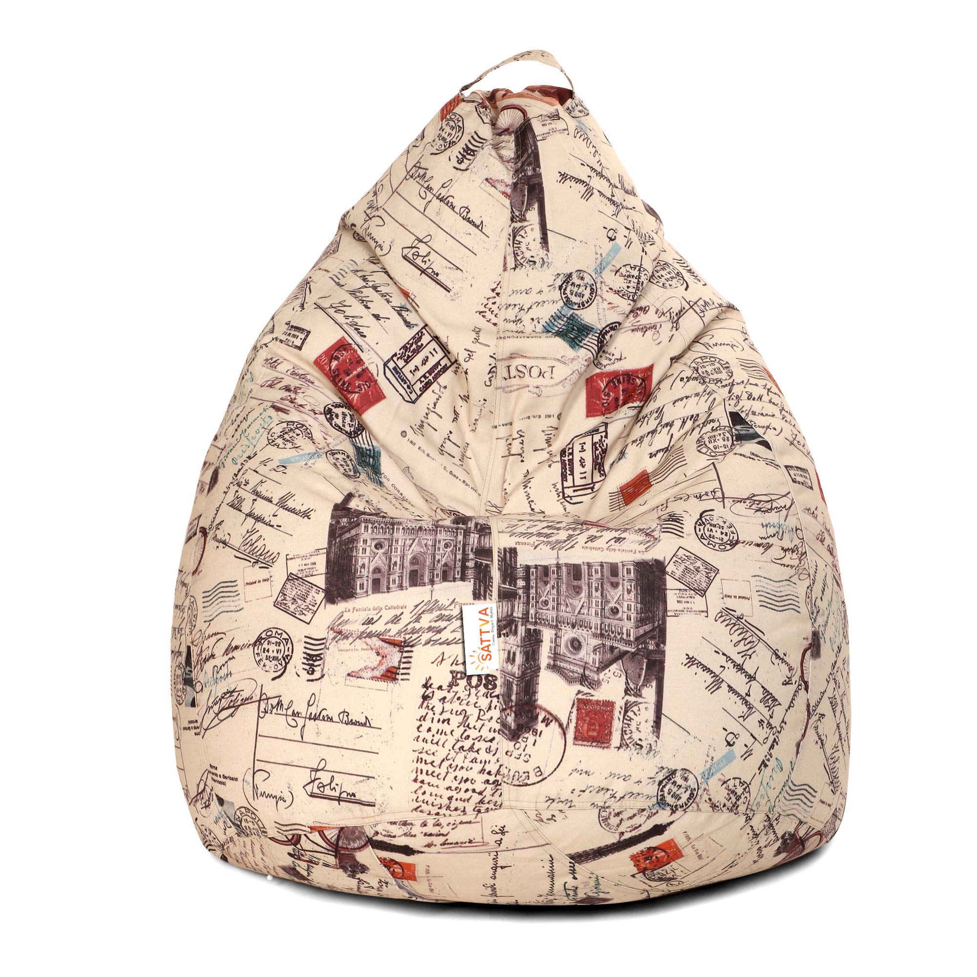 Sattva Classic Vintage XL Bean Bag Cover Without Beans - Stamps