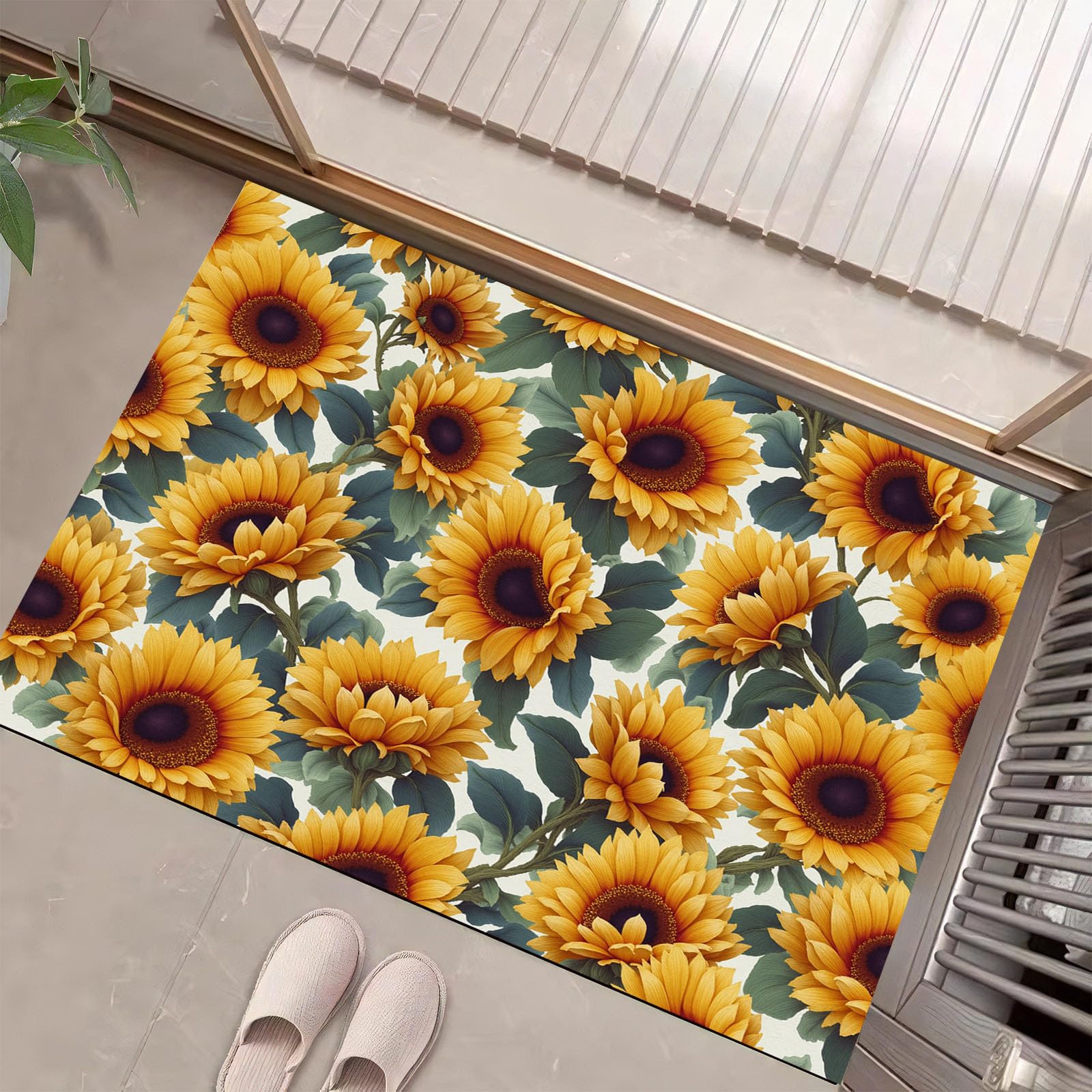 Paillasson extérieur entrée jaune tournesol, tapi entrée intérieur 40x60