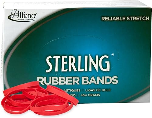 Alliance Rubber 94645 Sterling Rubber Bands Size #64, 1 lb Box Contains Approx. 380 Bands (3 1/2" x 1/4", Red)