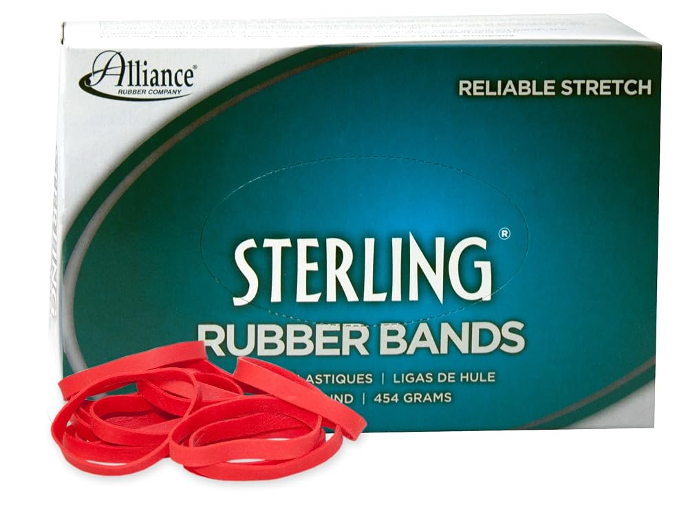 Alliance Rubber 94645 Sterling Rubber Bands Size #64, 1 lb Box Contains Approx. 380 Bands (3 1/2" x 1/4", Red)