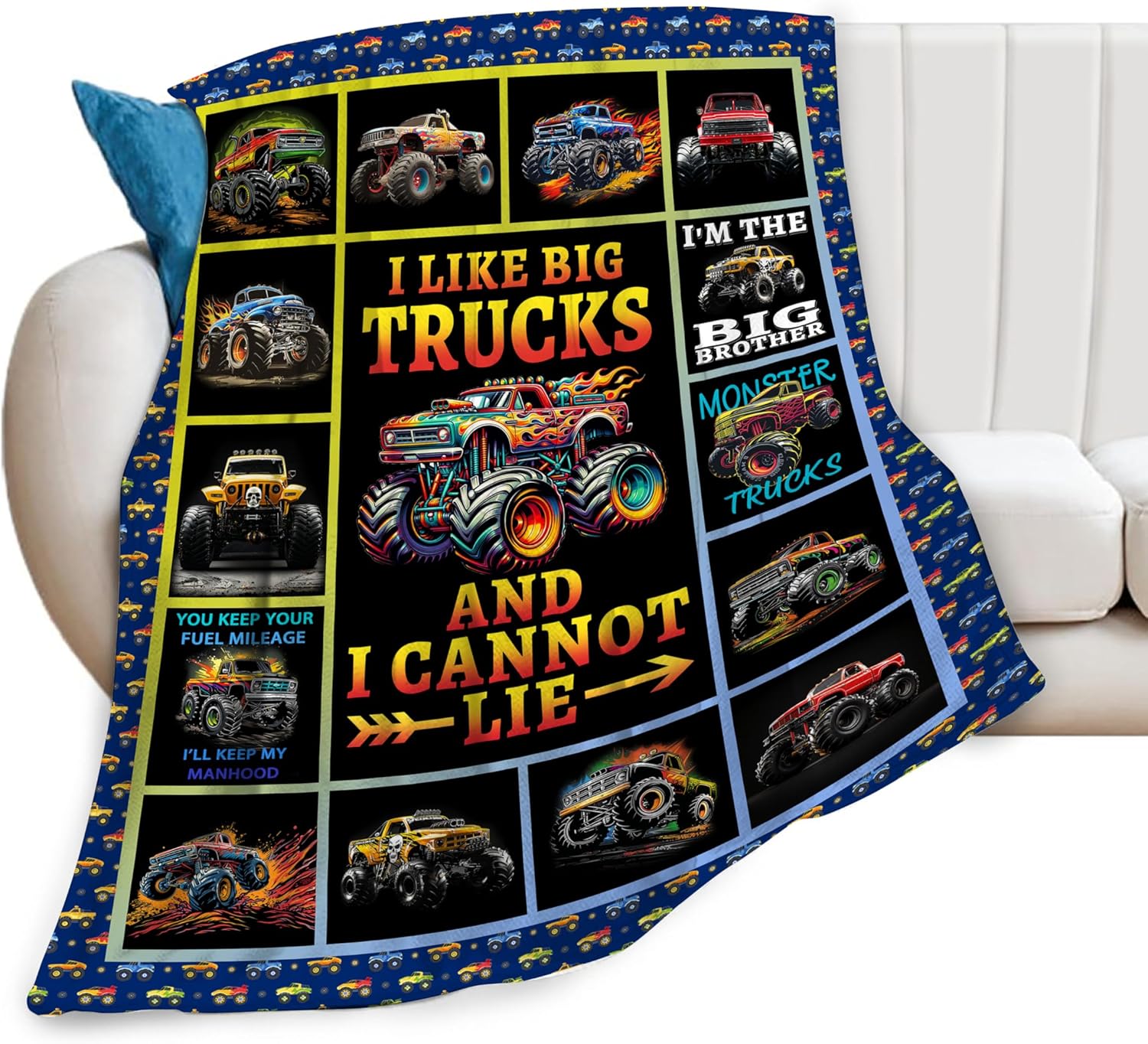 Truck Blanket Trucks Throw Blanket Truck Car Lover Gift for Boys Kids Room Decor Soft Warm Fleece Flannel Plush Blankets for Couch Sofa Bed 50"X60"