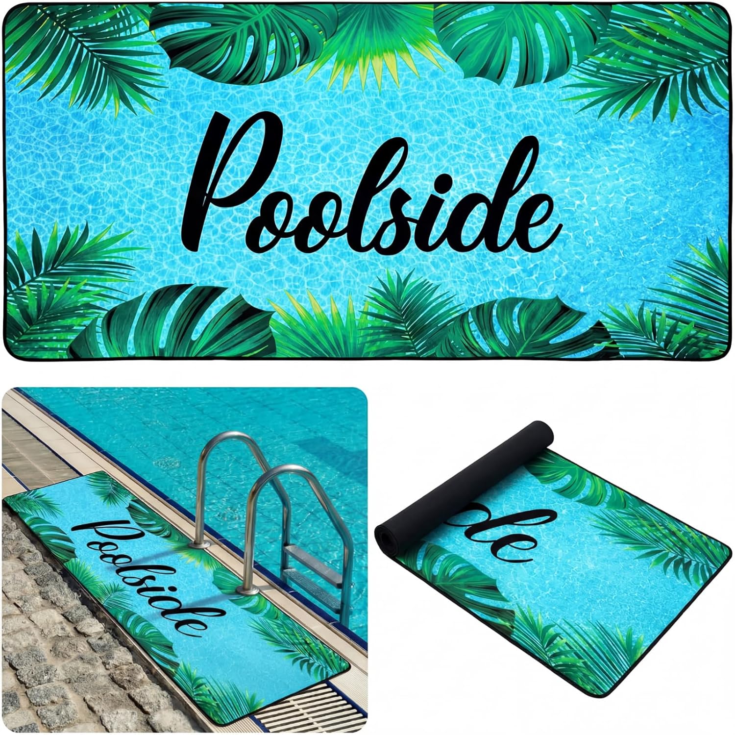 Tinideya Poolside Non Slip Mat Walk Pool Mats for Floor Outdoor Rubber Mats with Drainage Outdoor and Indoor Dock Safety Pool Mat(24" X 48")
