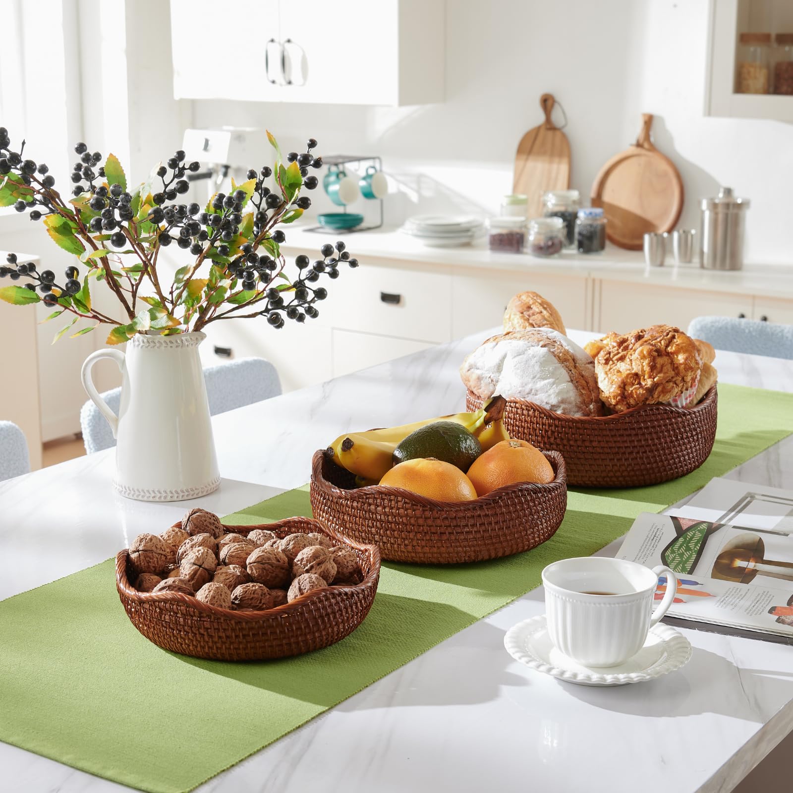 Lot De 4 Paniers En Osier Avec Couvercle - Rangement Déco Salon/Salle De Bain - Tressé Main