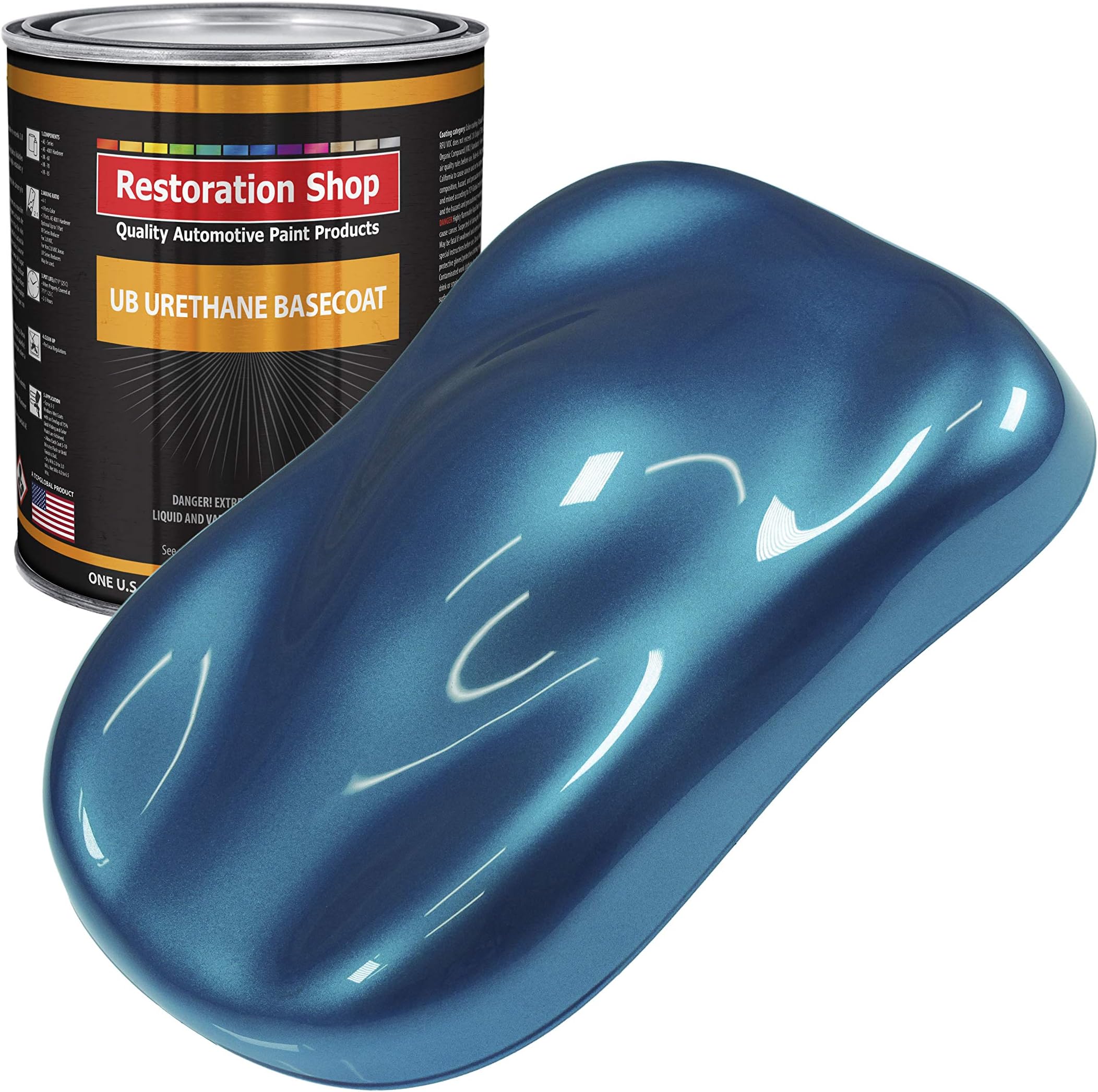 Restoration Shop - Cobra Blue Metallic Urethane Basecoat Auto Paint - Gallon Paint Color Only - Professional High Gloss Automotive, Car, Truck Refinish Coating