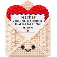 Teacher Gifts, Teacher Appreciation Gifts, Thank You Gift for Teachers Mentor Educator, Gift Idea for Teacher's Day Birthday Graduation Retirement Christmas Valentines, Handmade Crochet Heart Envelope