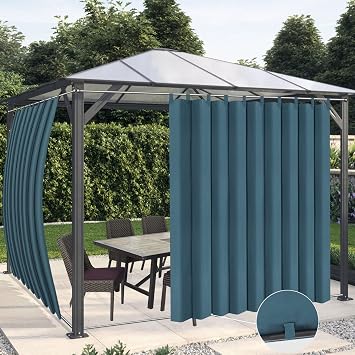 OutdoorLines Waterproof Outdoor Curtains for Patio | Privacy Sun Blocking Outside Curtain Set for Porch, Pergola and Cabana 110 x 108 inch, Teal, 2 Panels