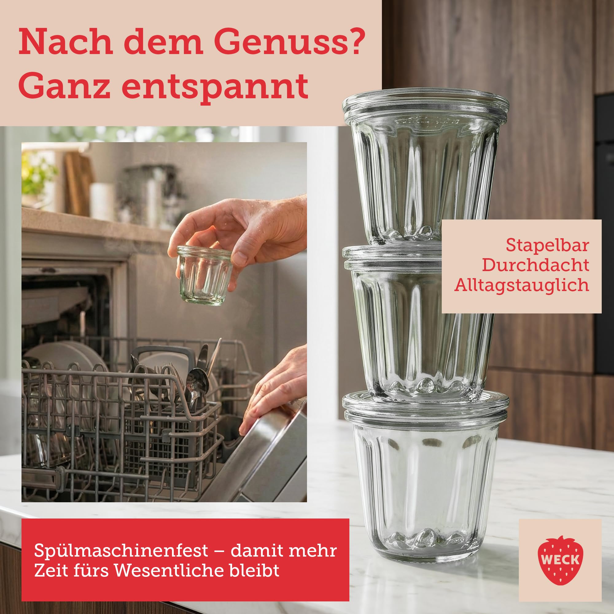 Weck Gläser 60ml – 12er Set mit Deckeln – Gugelhupfform – robuste Dessertgläser, Einkoch- & Einmachgläser – klein – Weckglas ideal für Nachtisch, Pudding und kleine Kuchen Küche, Haushalt & Wohnen