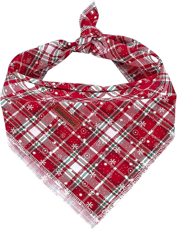 Bandana para Cães em Algodão Macio com Estampa Xadrez de Natal Lionheart glory – Pacote com 1