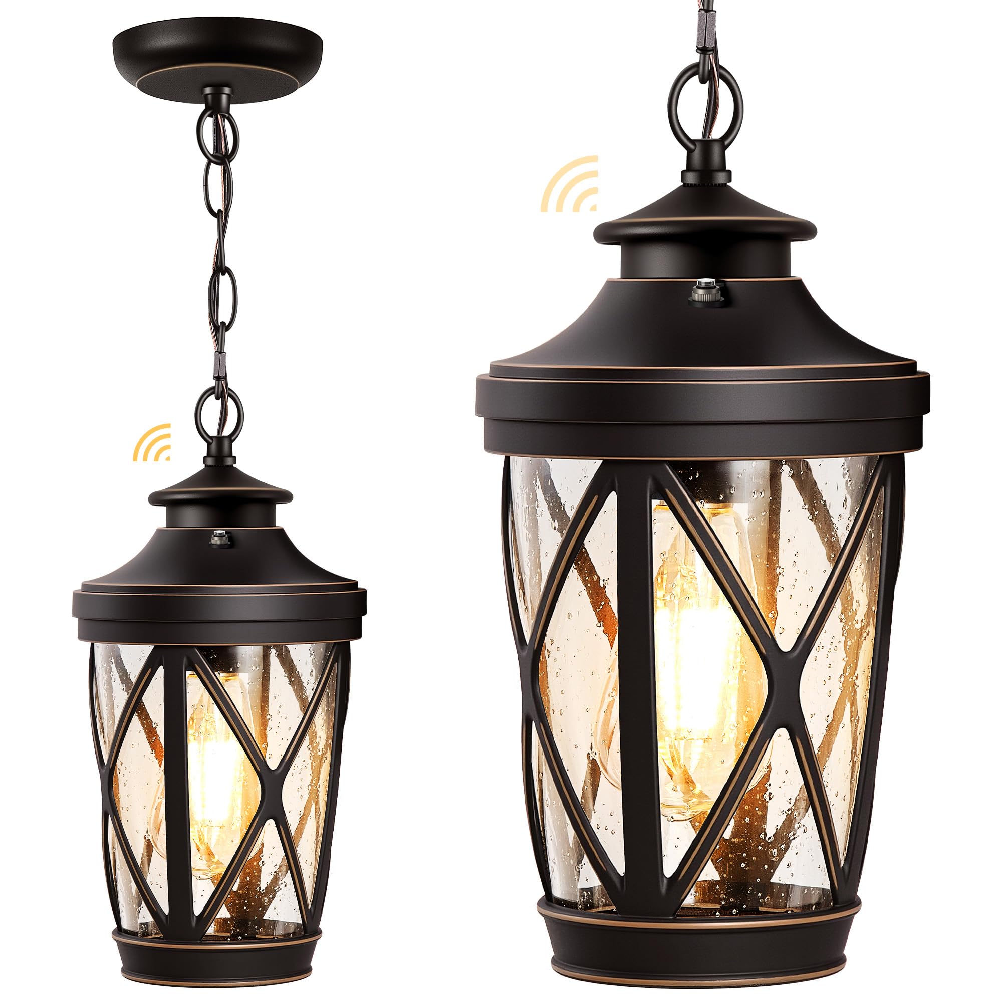 VIANIS Dusk to Dawn Outdoor Hanging Light, Bronze Exterior Pendant Light
