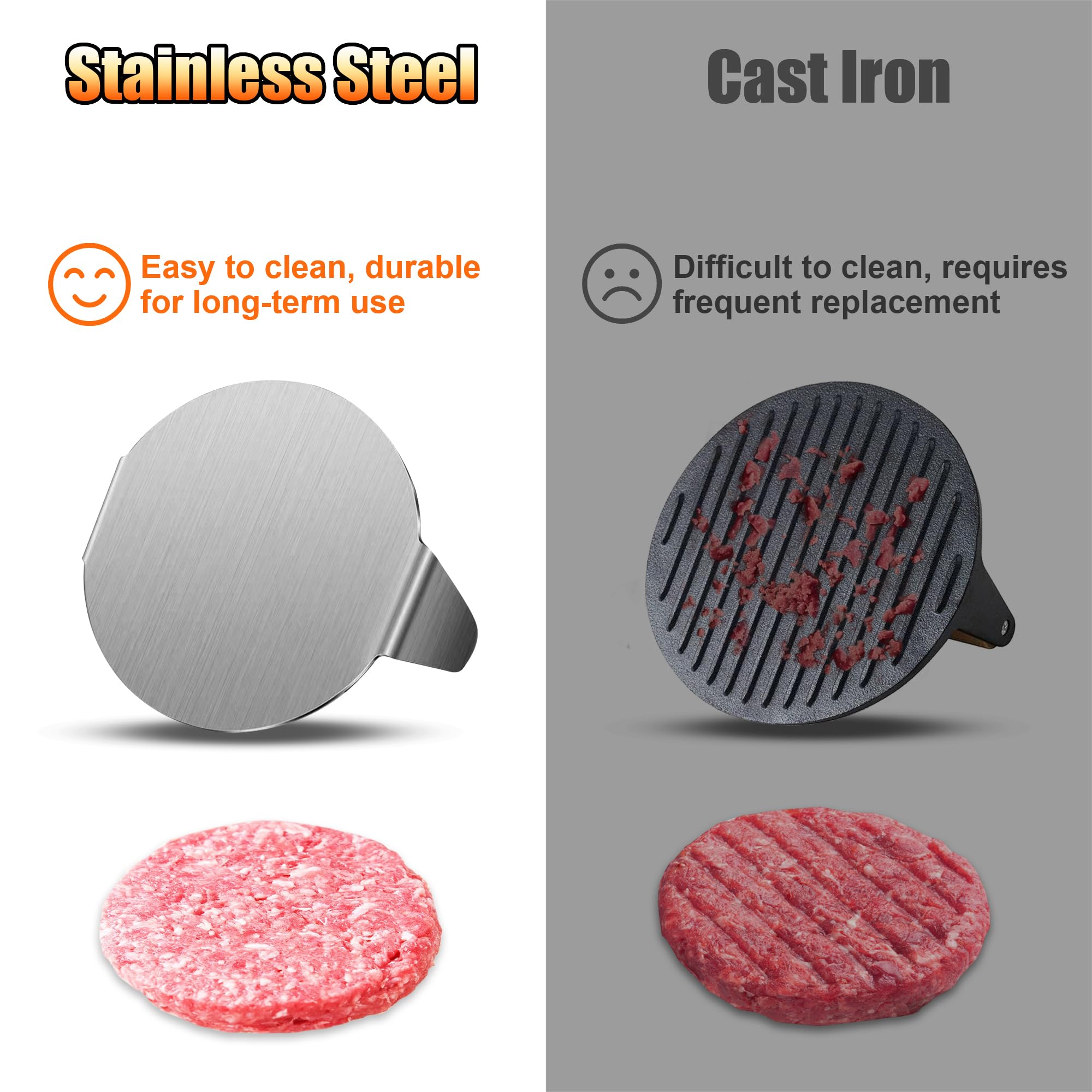 Runde Edelstahl Smash Burger Presse + Käse-Schmelzkuppel – Perfekt Für Blackstone Grills