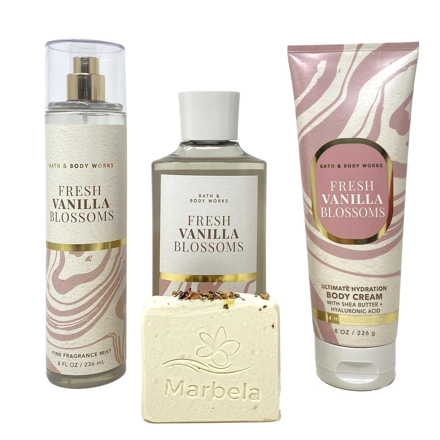 Bath & Body Works Fresh Vanilla Blossoms 3 Piece Gift Set