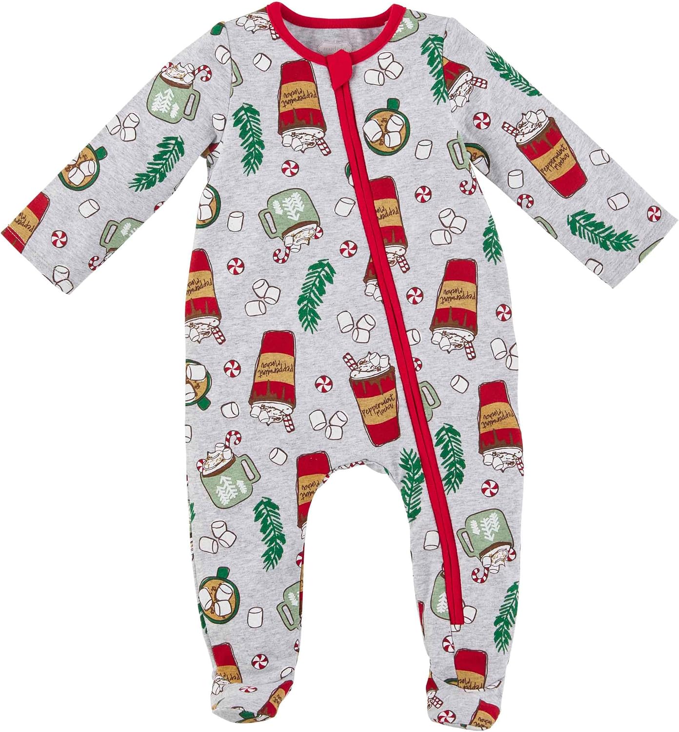 Mud Pie Baby Boys Peppermint Mocha Baby Boy Pajamas, Gray, 4 Toddler