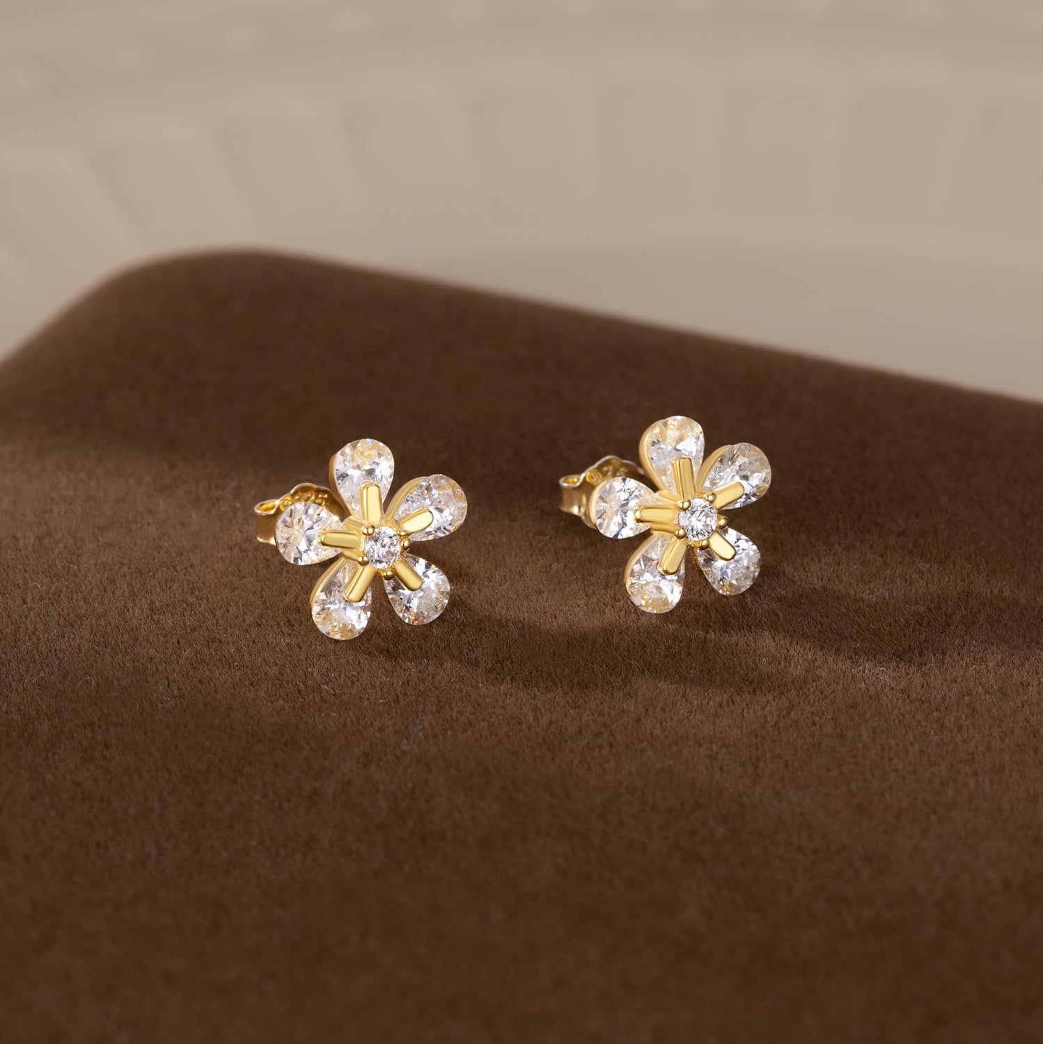 Reffeer Solid 925 Sterling Silver CZ Flower Earrings Stud for Women Teen Girls Dainty Flower Stud Earrings Hypoallergenic - Image 5